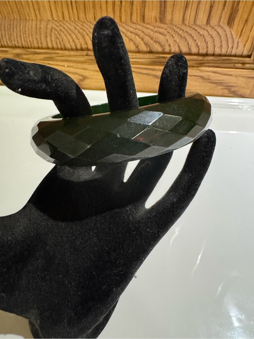 Vintage Green Faceted Bakelite Bangle Bracelet